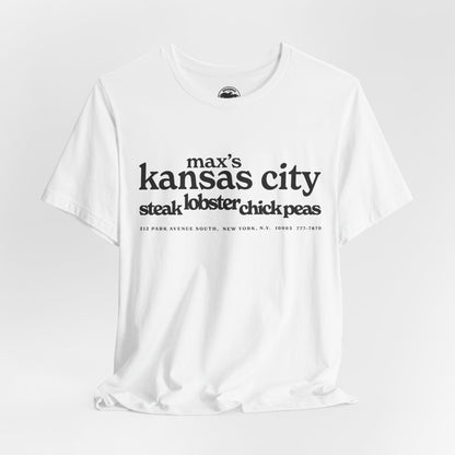 Max's Kansas City (Replica Early 70's Promo Shirt/Early Glam Club and Restaurant/Velvet Underground/Bowie/Warhol/1965-1981)