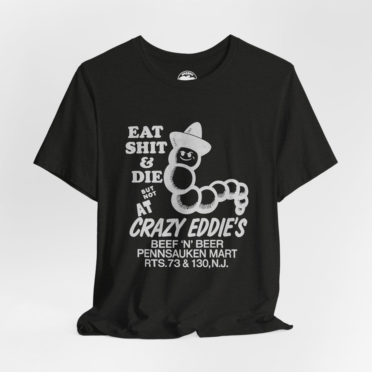 Crazy Eddie's Beef N Beer (Pennsauken, New Jersey Biker Dive Bar Tee/Replica Promo Tee/Pennsauken Mart)