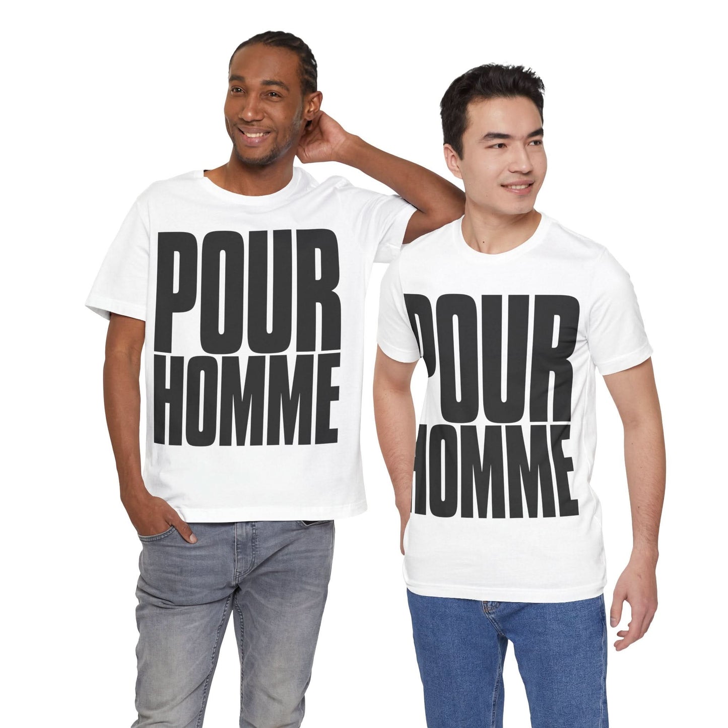 POUR HOMME (Katharine Hamnett style Oversized Graphic/For Men in French)