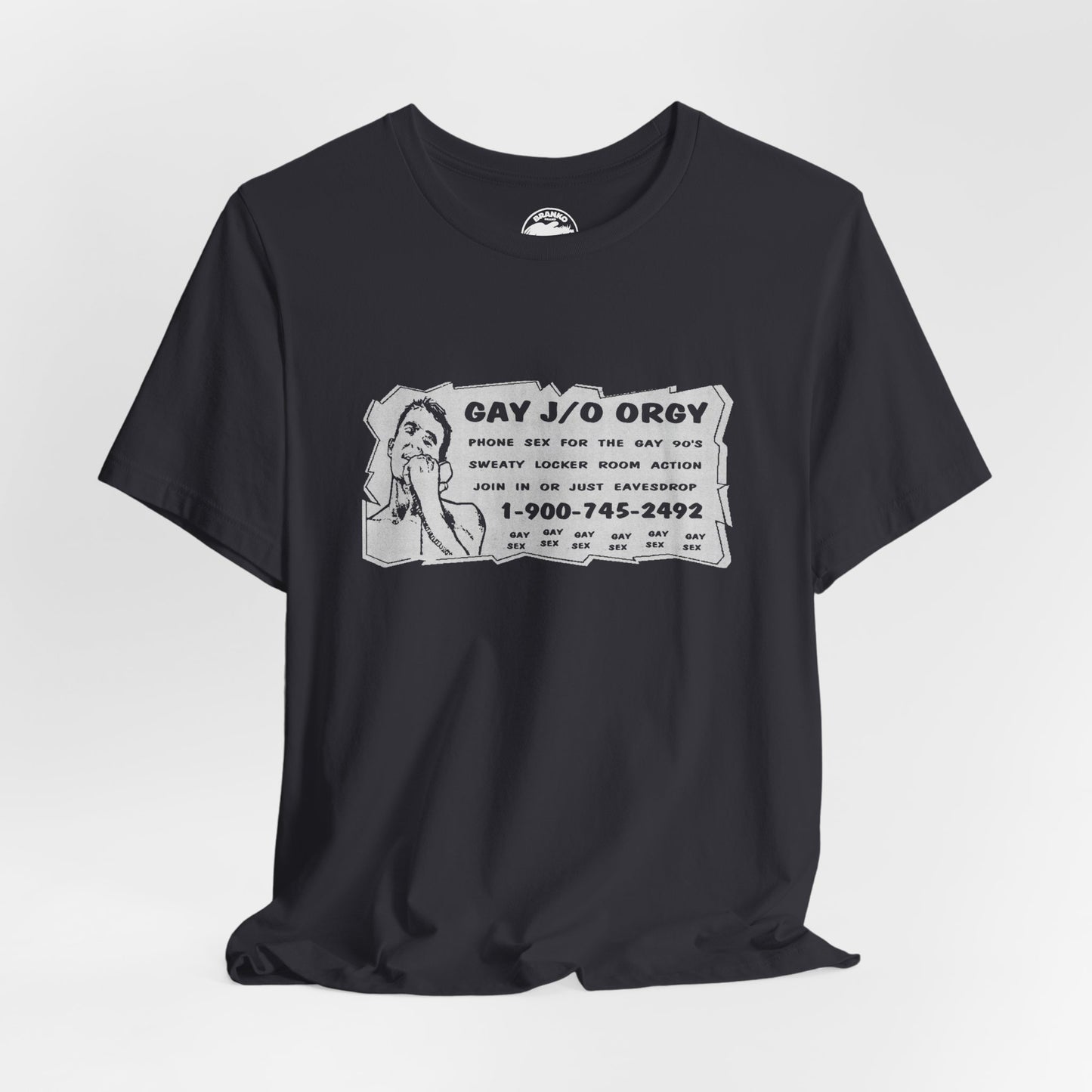 Gay J/O Orgy Phone Sex Ad (90's Gay Phone Sex Ad Graphic Tee/90's)