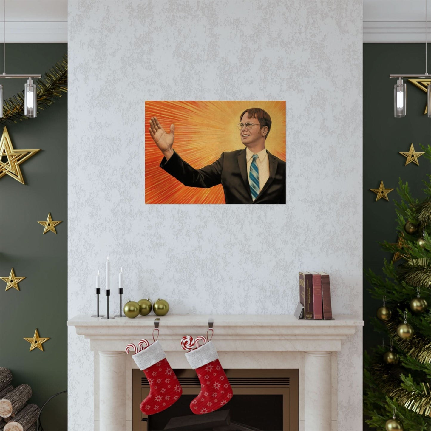 Dwight Chairman Mao Style Print (The Office/Dwight Schrute Poster Print with Vintage Print Effect)