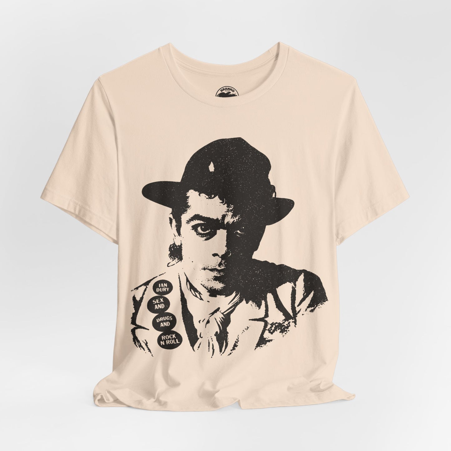 Ian Dury (Replica Sex and Drugs and Rock n' Roll Promo Tee/1977)