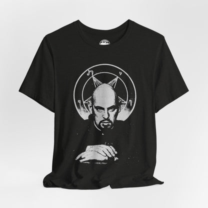 Anton LaVey (Graphic with Vintage Print Effect/Church of Satan Shirt)