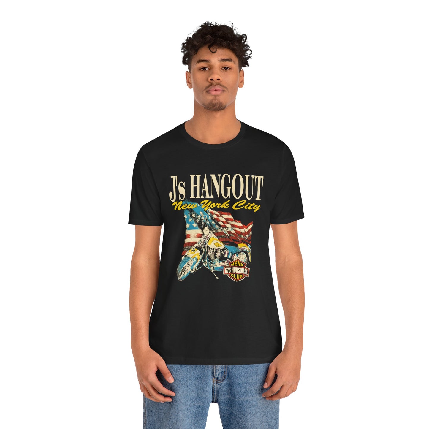 J’s Hangout New York City (NYC Gay Leather Bar/1970s–1980s/Replica Promo Shirt)