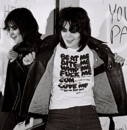 Beat Me. Bite Me. Whip Me... (Replica Iconic Punk Tee as Worn by Joan Jett and Adam Ant/Graphic with Vintage Print Effect)