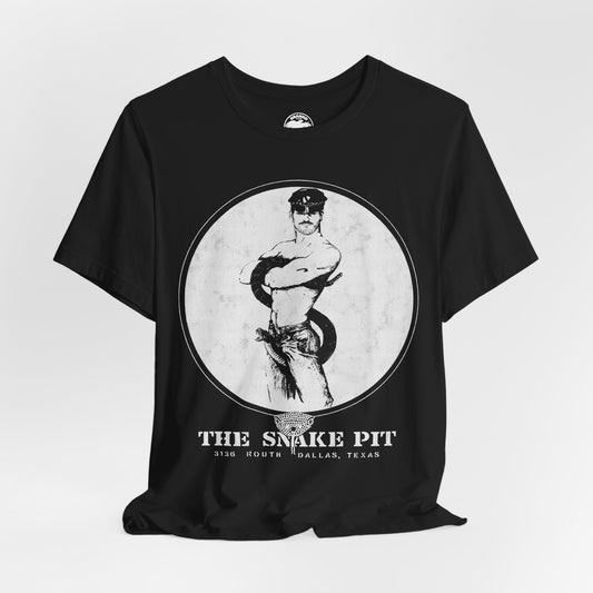 The Snake Pit (Dallas Gay Leather Bar/70's to 90's/Early 80's Logo with Vintage Print Effect)