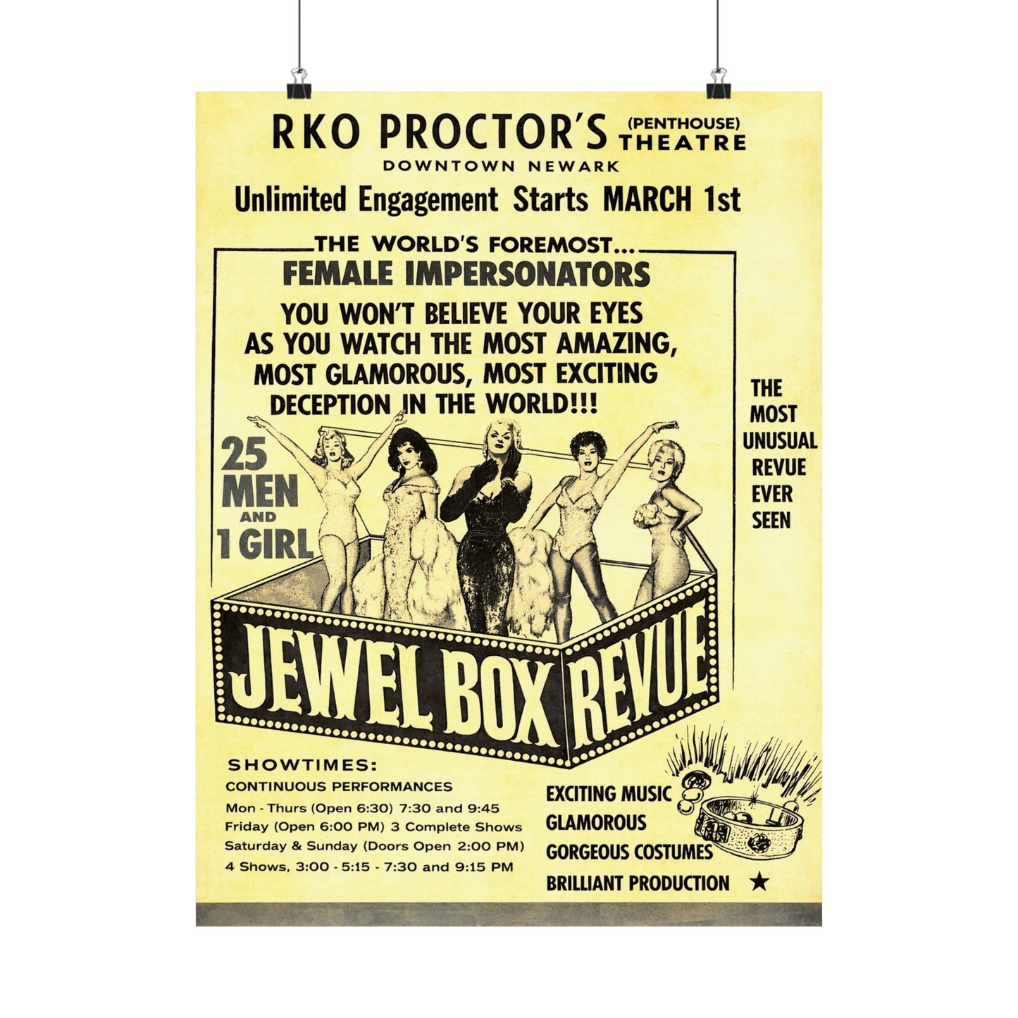 Jewel Box Revue Poster (Proctor’s Theatre, Newark, New Jersey/Mid-20th Century Traveling Drag Show)