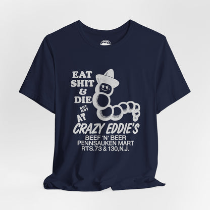 Crazy Eddie's Beef N Beer (Pennsauken, New Jersey Biker Dive Bar Tee/Replica Promo Tee/Pennsauken Mart)