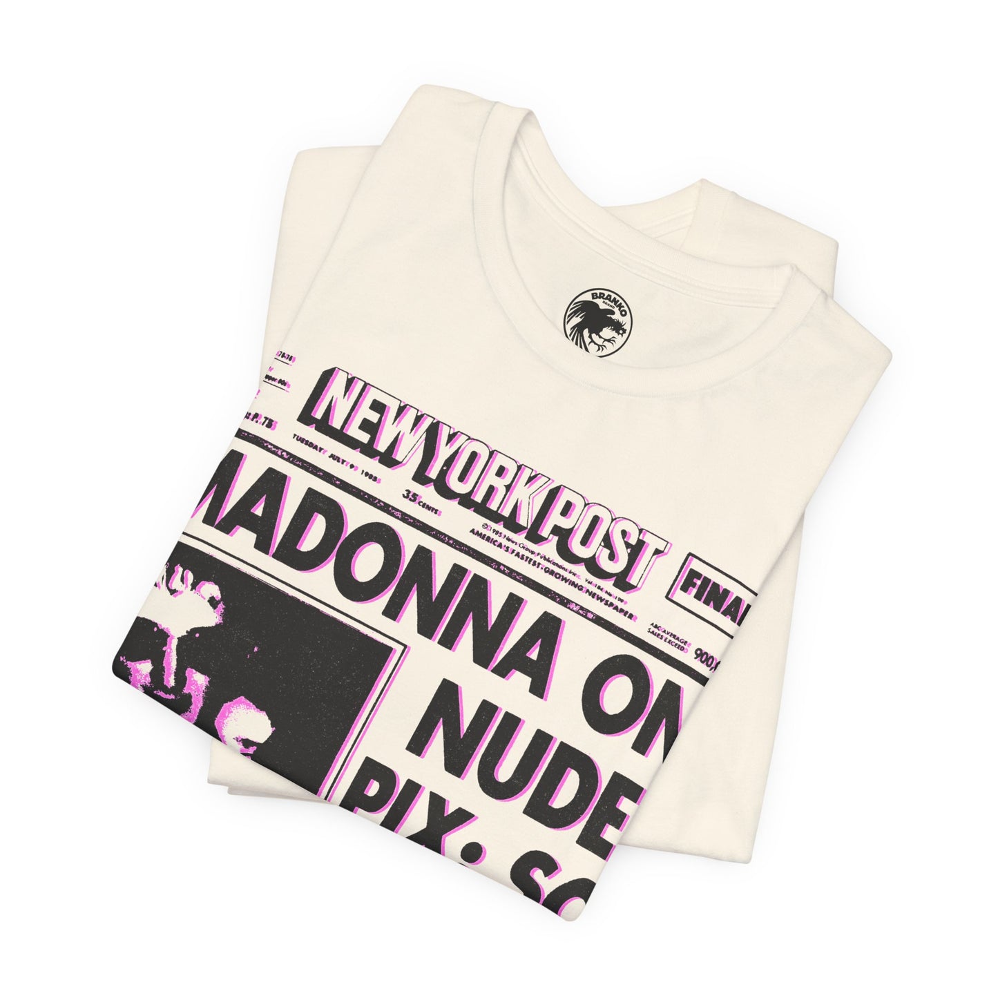Madonna (1985 New York Post Front Page “SO WHAT!”/Graphic with Vintage Pop Art Print Effect/Madonna Shirt)