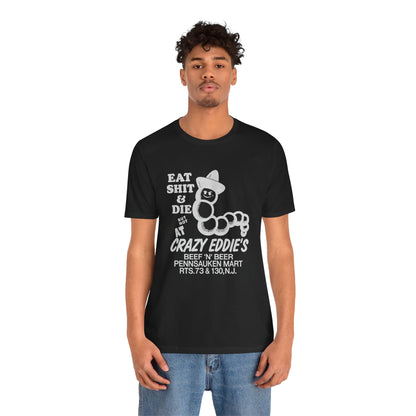 Crazy Eddie's Beef N Beer (Pennsauken, New Jersey Biker Dive Bar Tee/Replica Promo Tee/Pennsauken Mart)