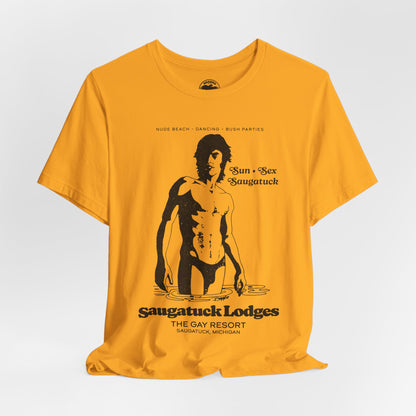 Saugatuck Lodges (Replica Souvenir T-Shirt/Michigan Gay Resort/60's to 80's)