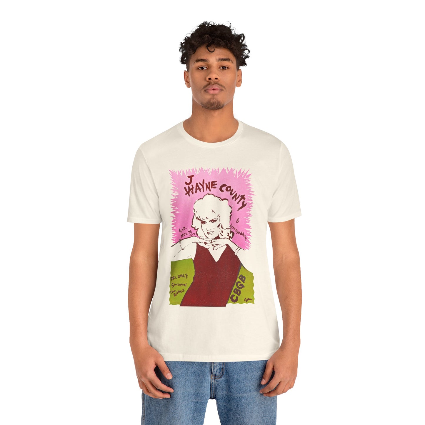 Wayne/Jayne County (Image from CBGB's Gig Poster/Vintage Print Effect/Jayne County Shirt)