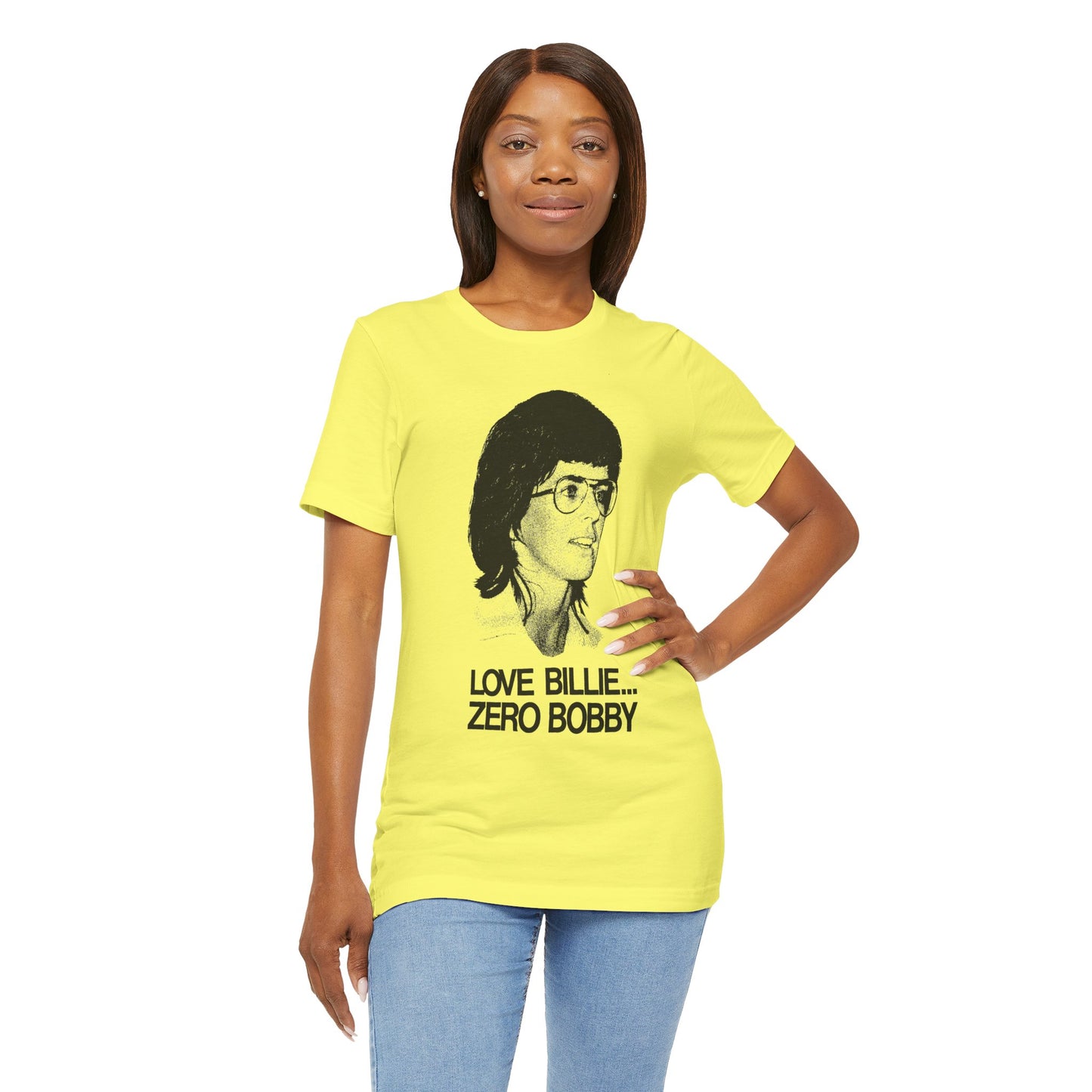 Love Billie, Zero Bobby (Replica 1973 Battle of the Sexes Fan Tee/Billie Jean King/Women's Sports)