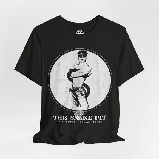The Snake Pit (Dallas Gay Leather Bar/70's to 90's/Early 80's Logo with Vintage Print Effect)
