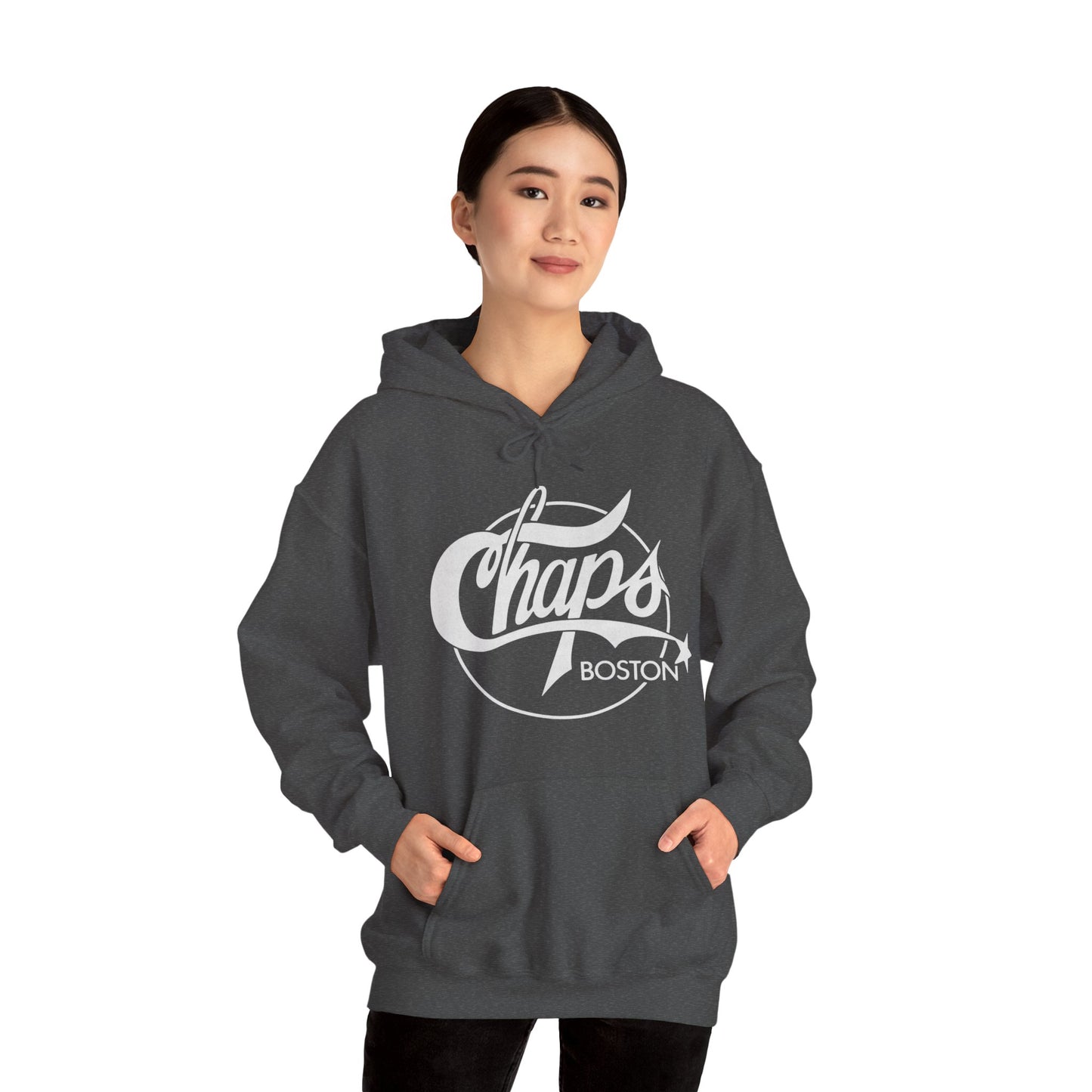 Chaps Boston Hoodie (Boston Gay Bar/80's and 90's/80's Logo with Vintage Print Effect)