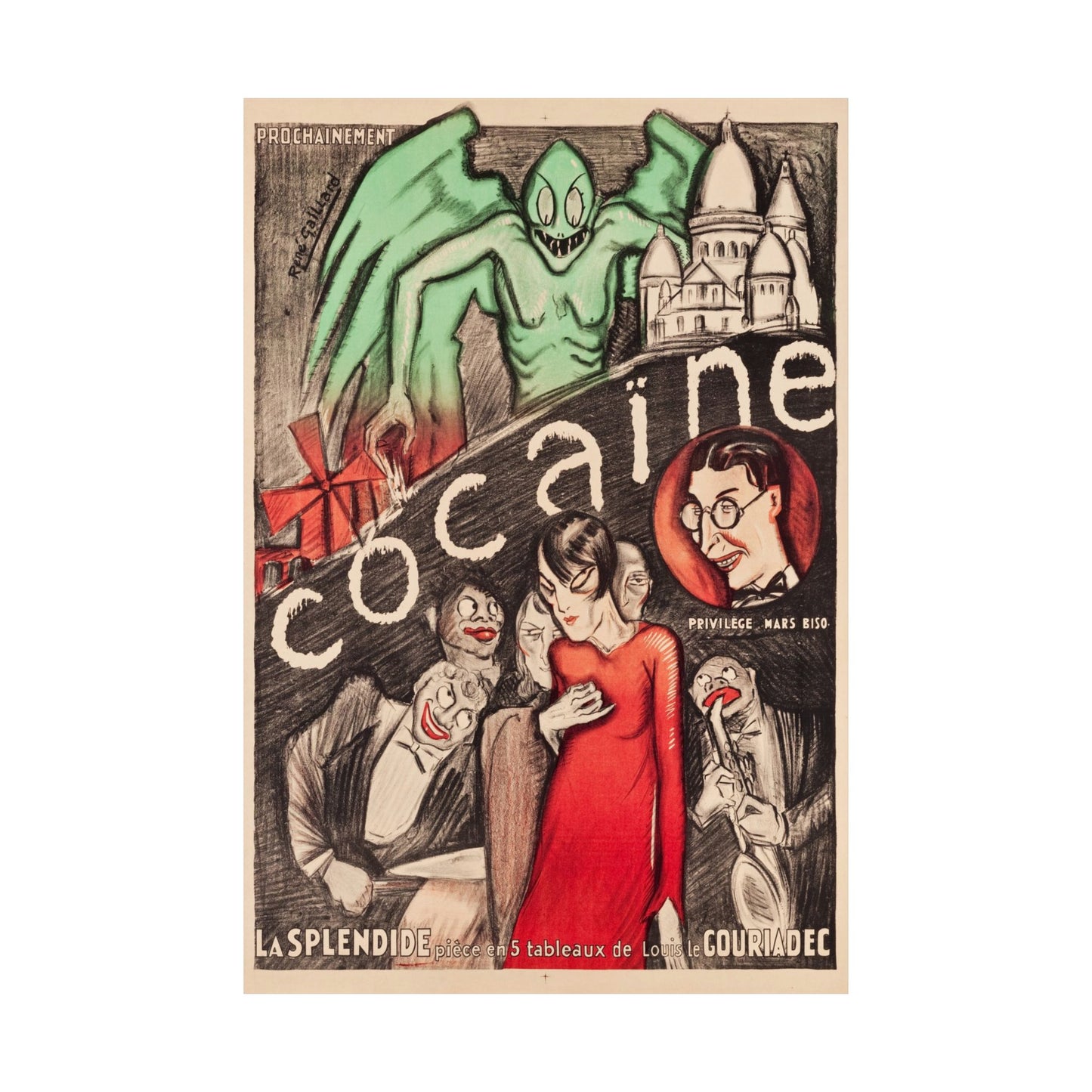 Cocaine (Theatre Poster Reprint (c. 1925) French Grande/Play by Louis Gouriadec)