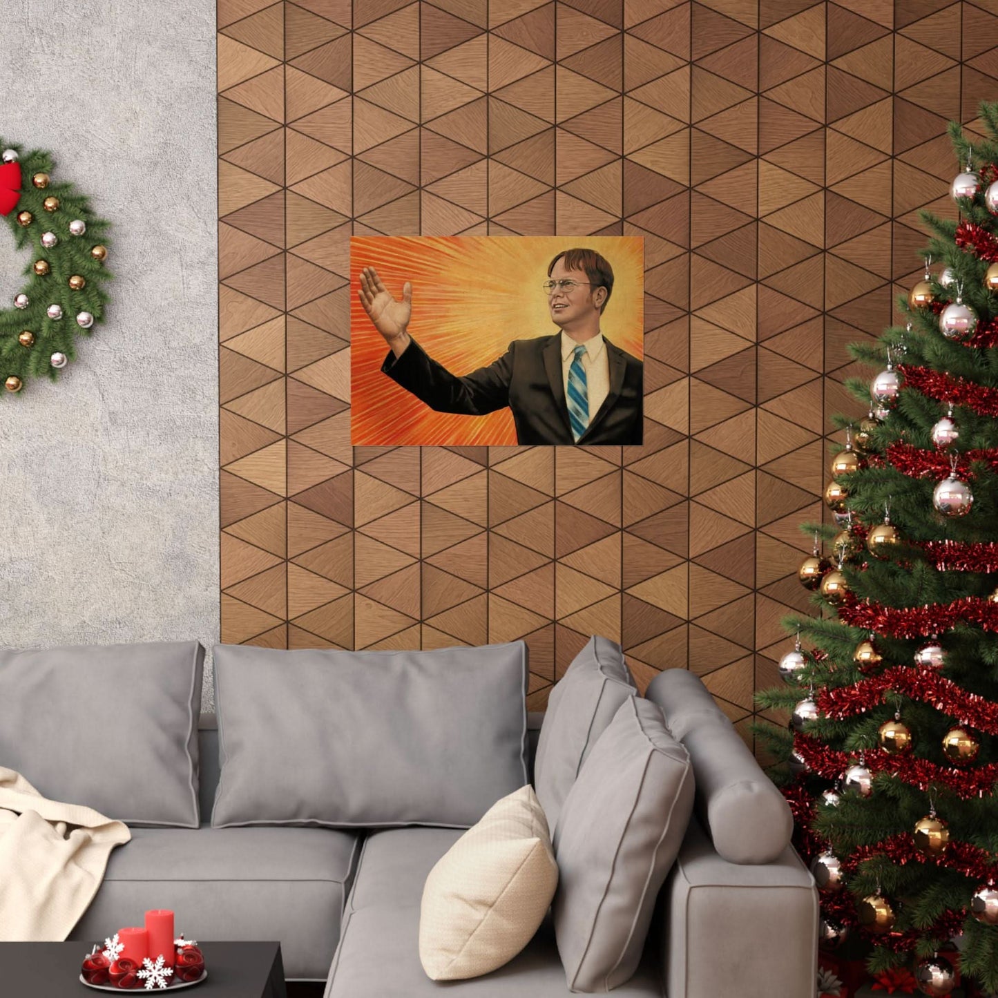 Dwight Chairman Mao Style Print (The Office/Dwight Schrute Poster Print with Vintage Print Effect)