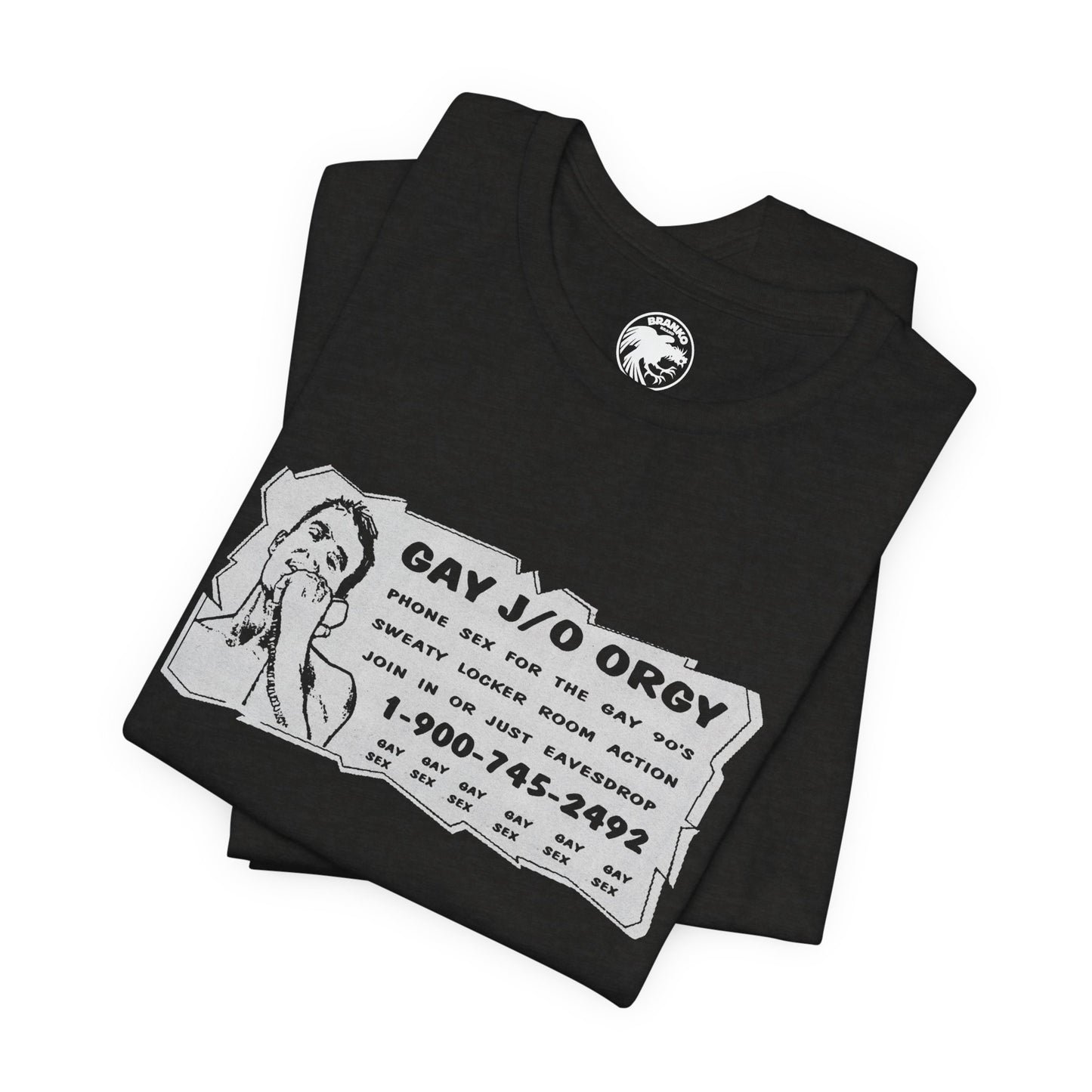 Gay J/O Orgy Phone Sex Ad (90's Gay Phone Sex Ad Graphic Tee/90's)