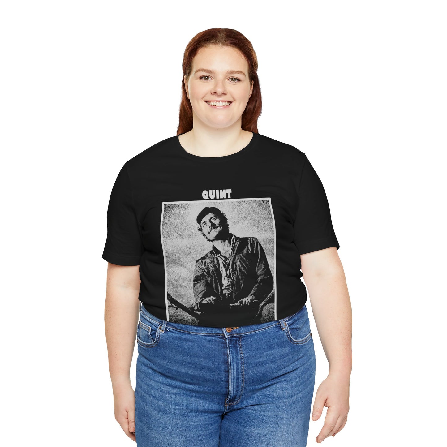Quint (Robert Shaw Jaws Shirt/Graphic with Vintage Print Effect)