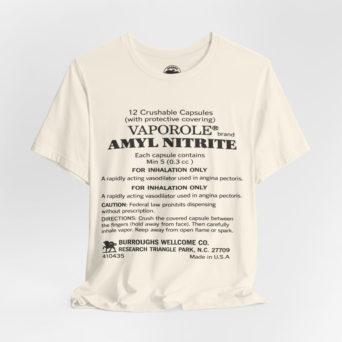 Vaporole Amyl Nitrite (Replica 70's Poppers Sub-Culture Tee/Gay Poppers)