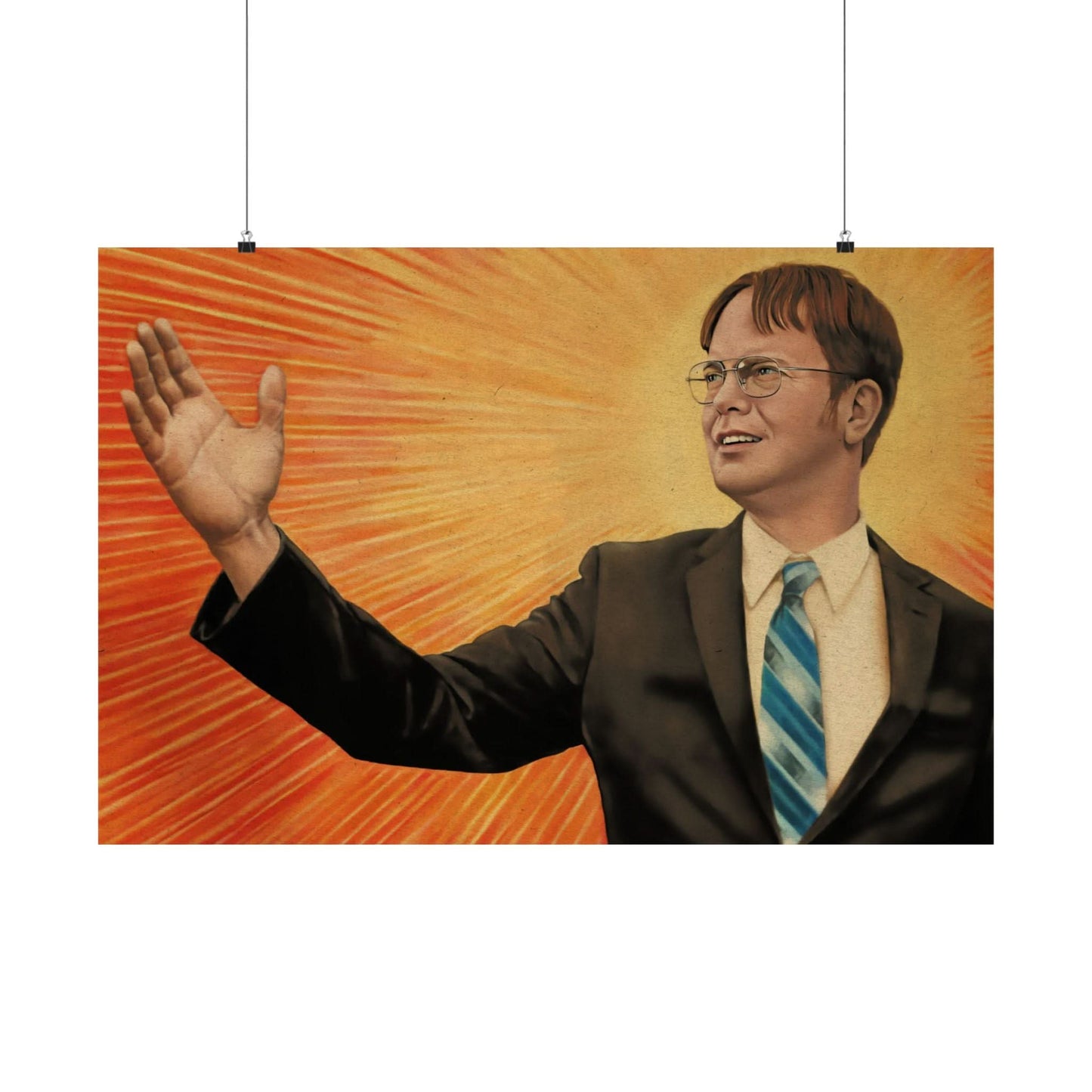 Dwight Chairman Mao Style Print (The Office/Dwight Schrute Poster Print with Vintage Print Effect)