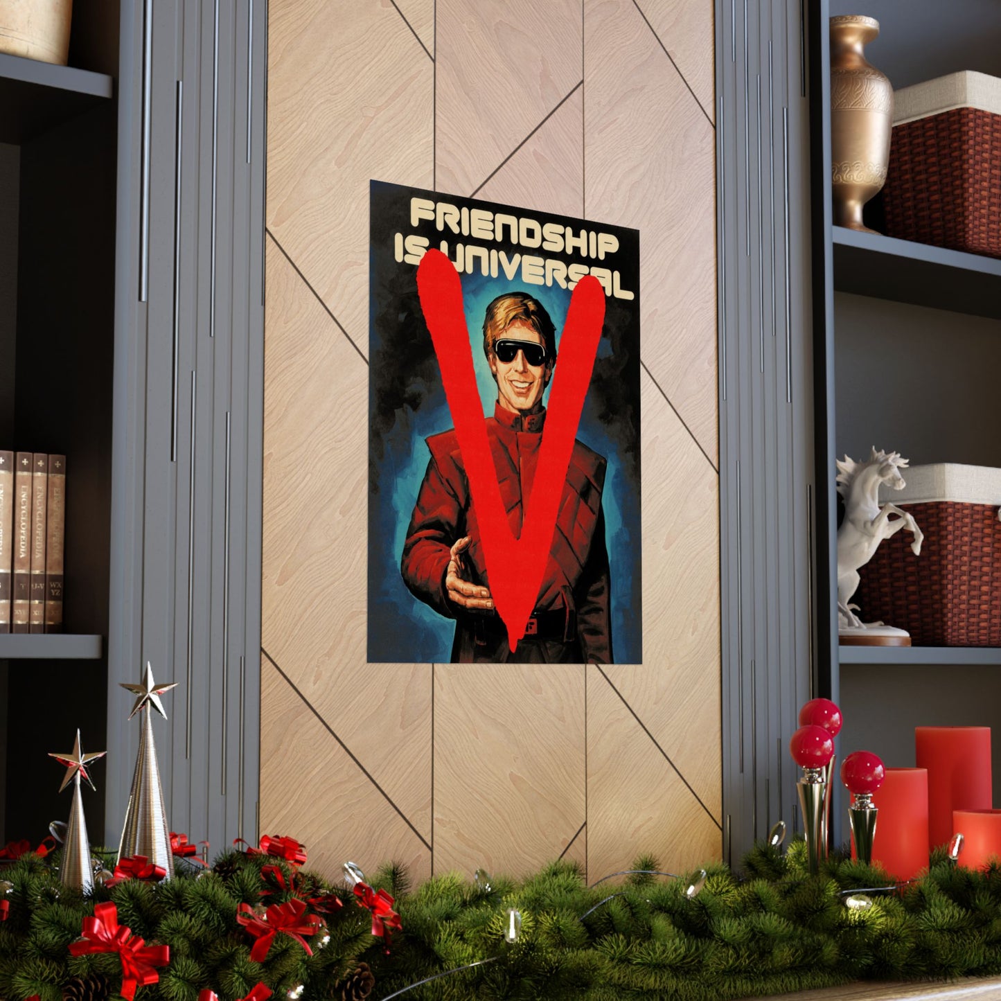 V: The Original Miniseries Replica Poster (Friendship is Universal/Visitors Propaganda Poster/1983)