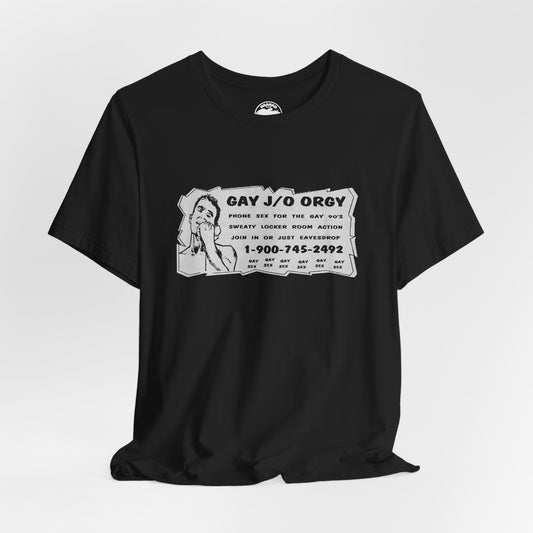 Gay J/O Orgy Phone Sex Ad (90's Gay Phone Sex Ad Graphic Tee/90's)