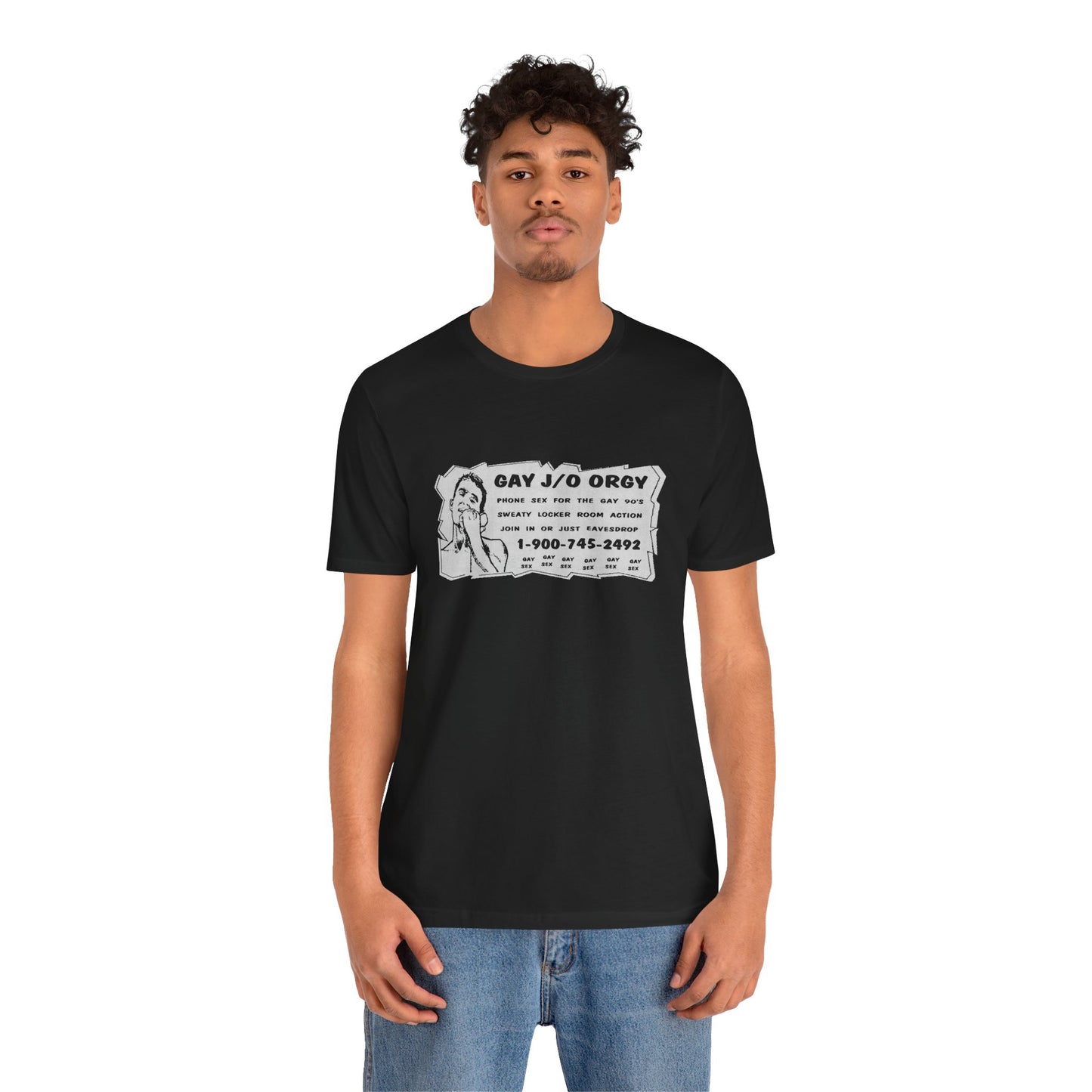 Gay J/O Orgy Phone Sex Ad (90's Gay Phone Sex Ad Graphic Tee/90's)