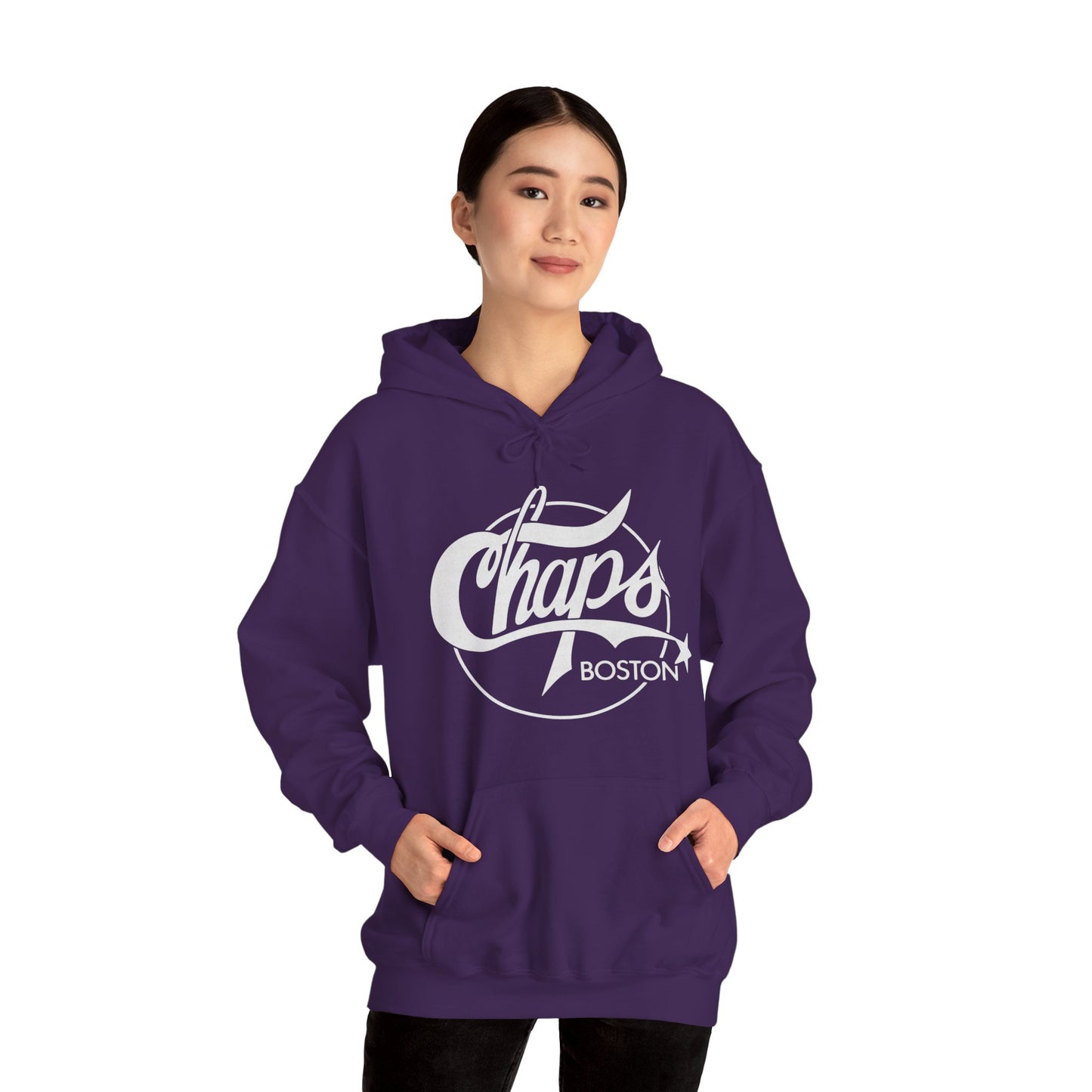 Chaps Boston Hoodie (Boston Gay Bar/80's and 90's/80's Logo with Vintage Print Effect)