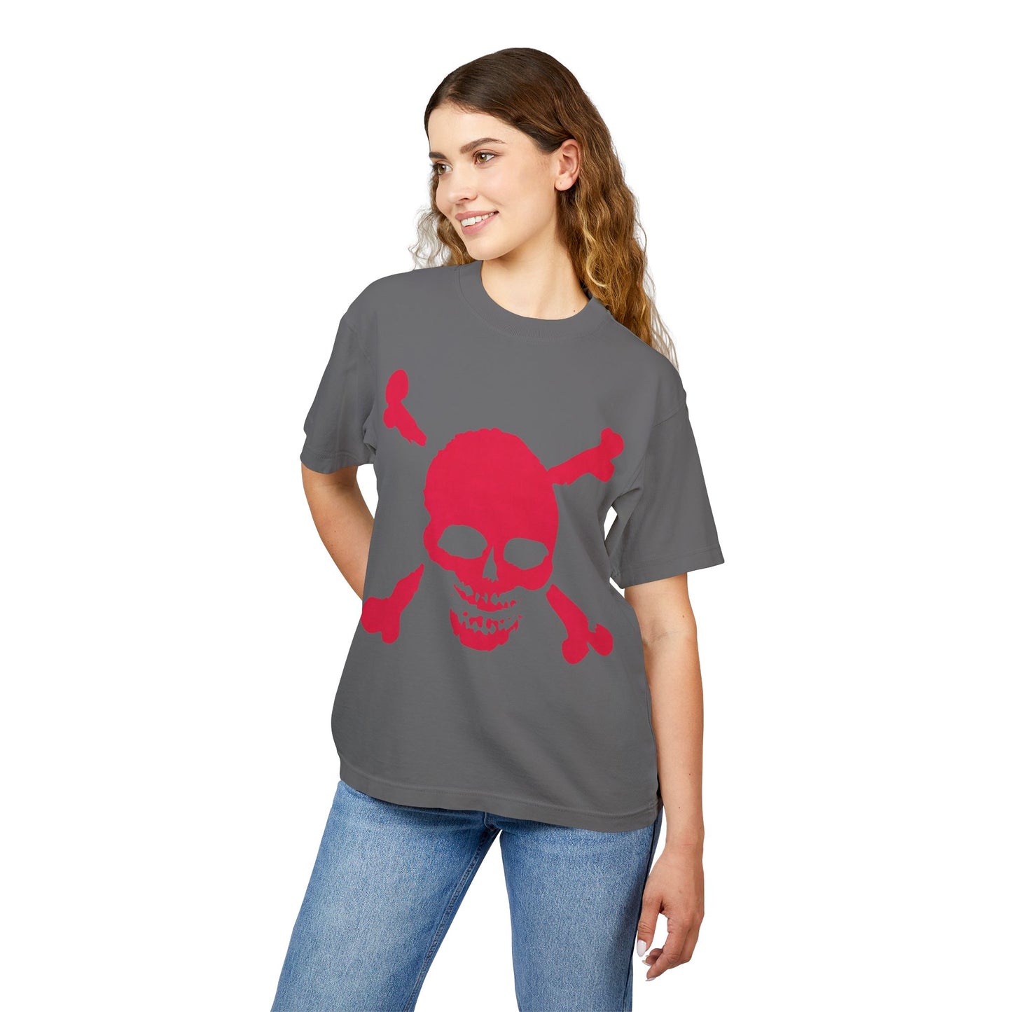 Pink Skull & Crossbones (Special Edition Boxy Heavy Tee/260 GSM/100% Combed Cotton)