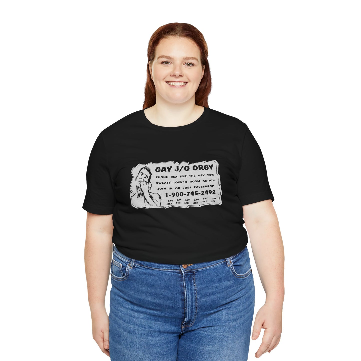 Gay J/O Orgy Phone Sex Ad (90's Gay Phone Sex Ad Graphic Tee/90's)