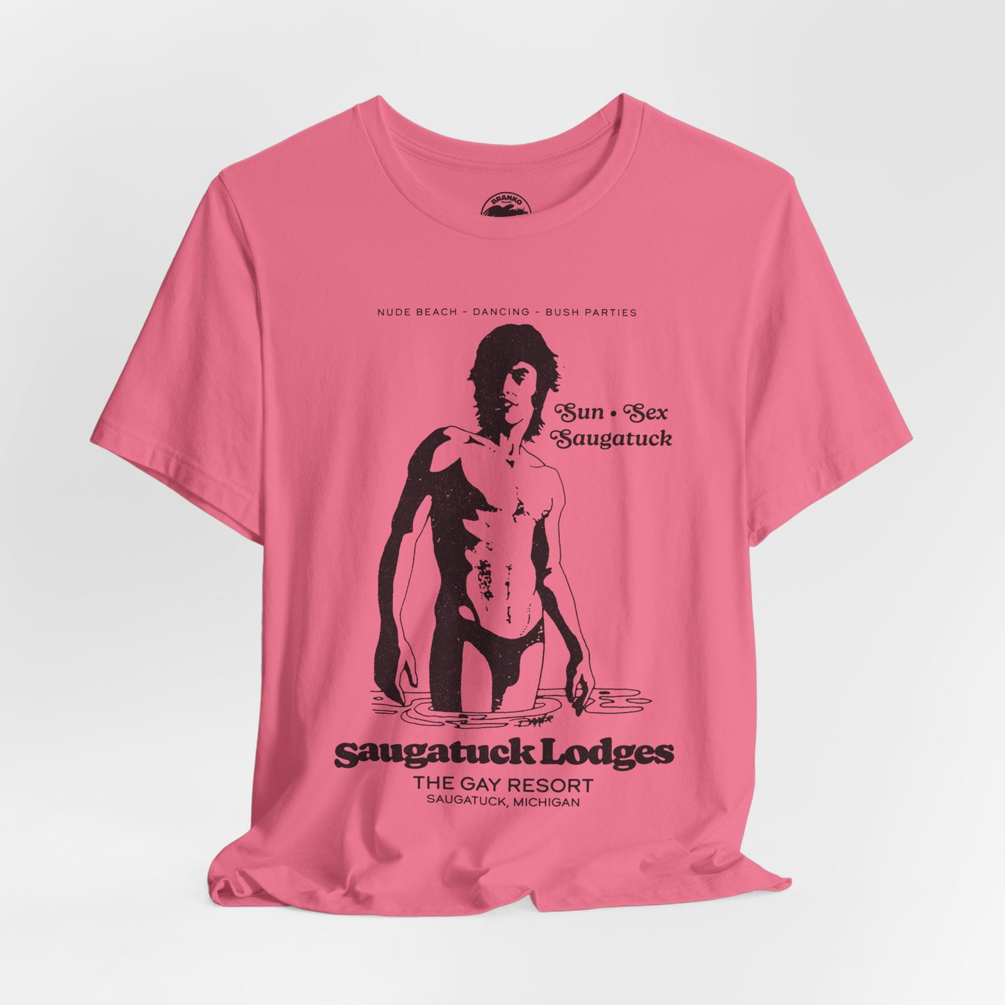 Saugatuck Lodges (Replica Souvenir T-Shirt/Michigan Gay Resort/60's to 80's)