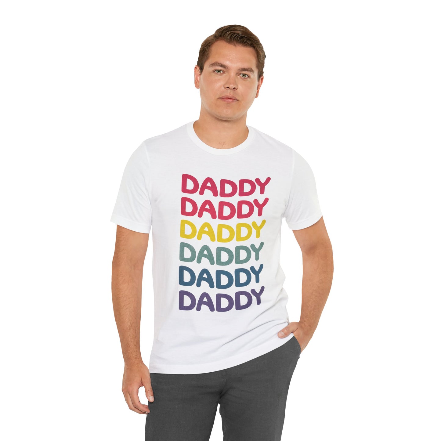Daddy (Replica 80's Gay Daddy Rainbow Novelty Shirt/Vintage Print Effect)