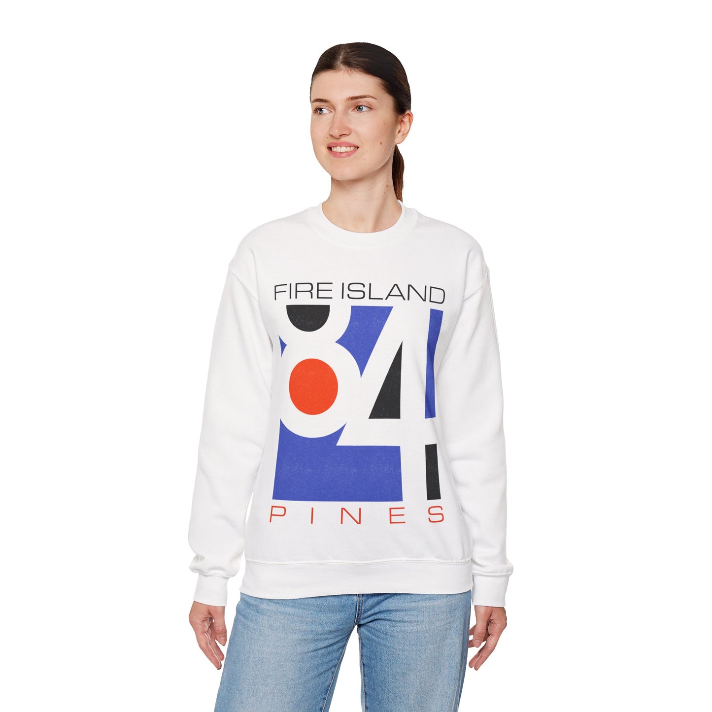 Fire Island Pines (Replica 1984 Souvenir Sweatshirt/Fire Island, New York/Graphic with Vintage Print Effect)