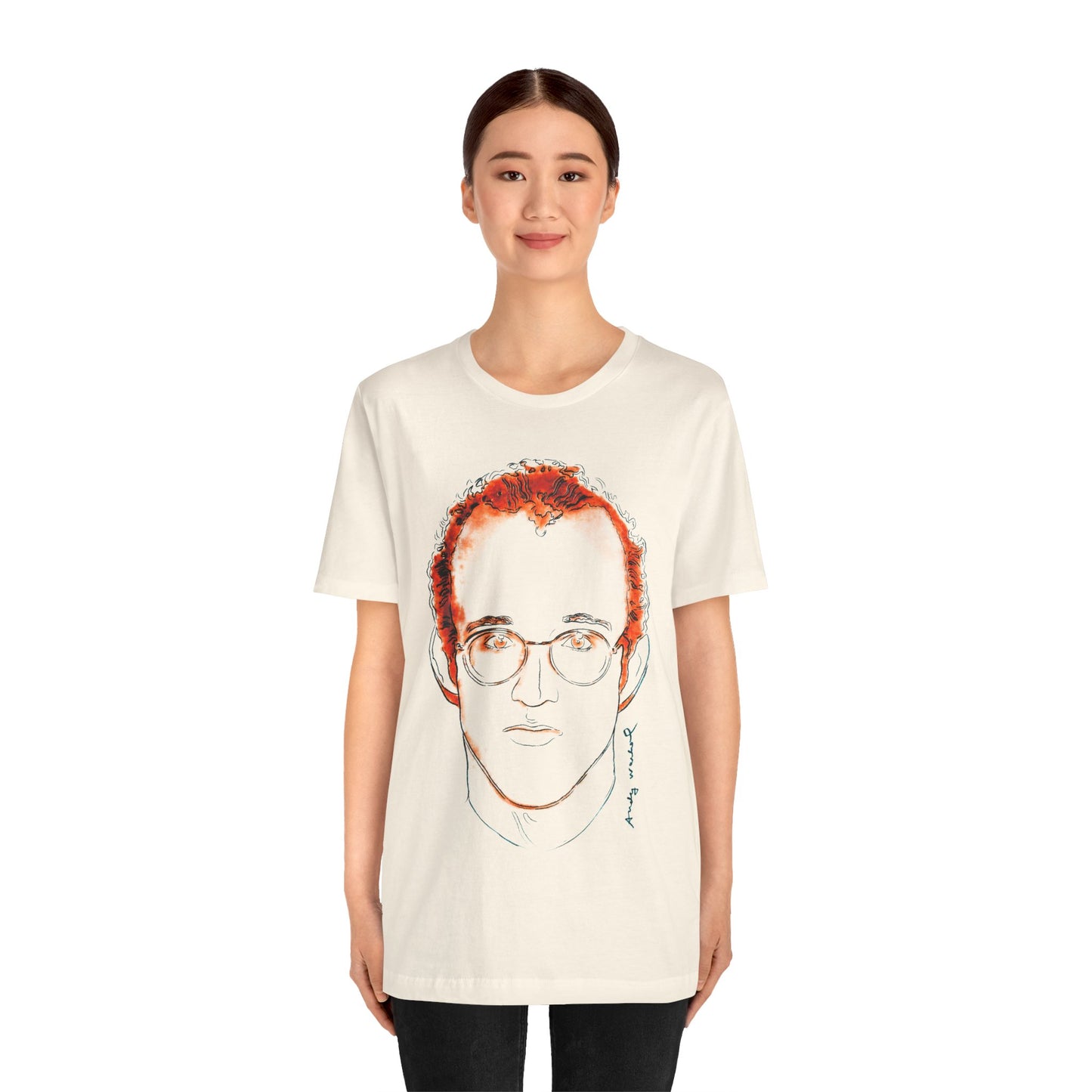 Andy Warhol x Keith Haring (Portrait T-Shirt with Vintage Print Effect)