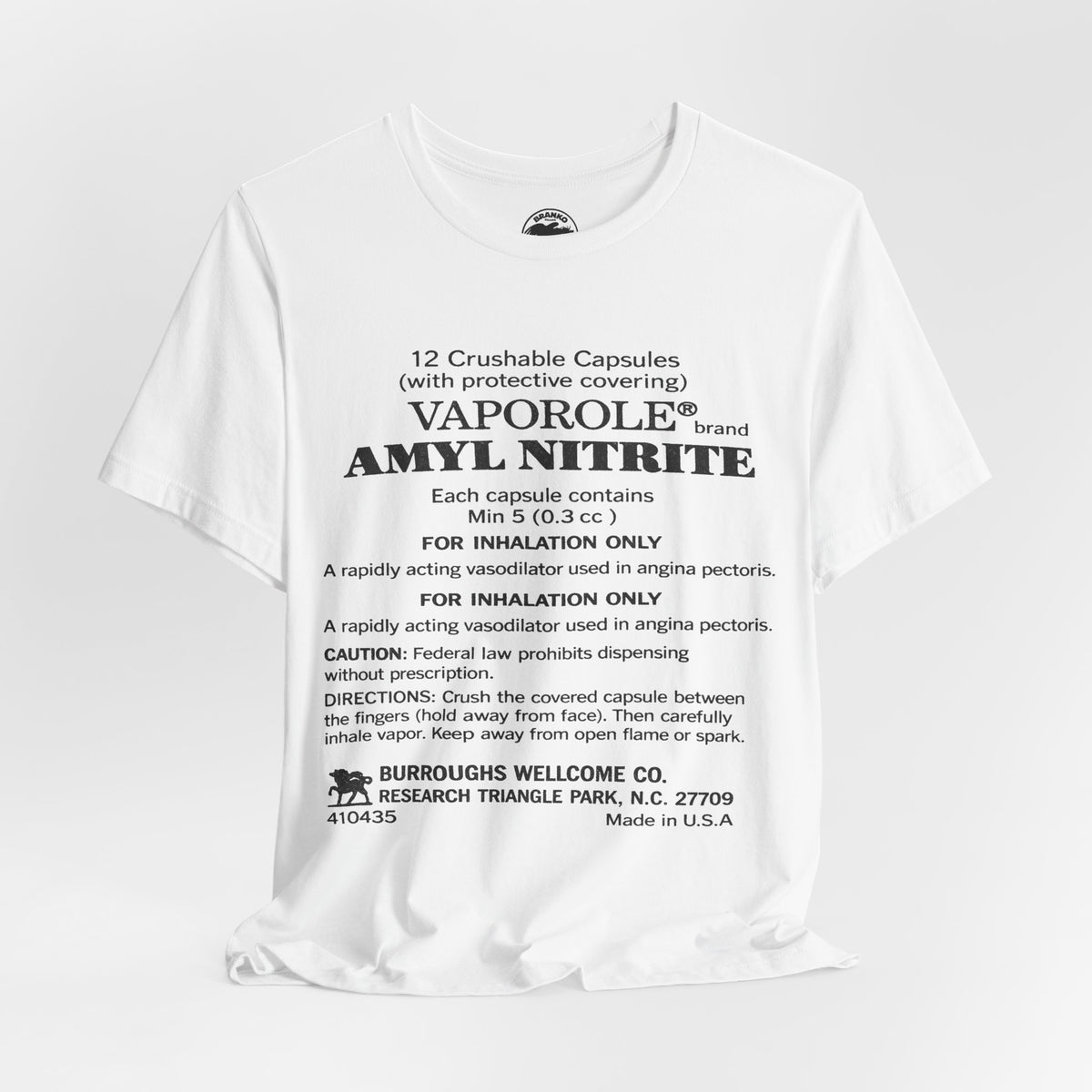 Vaporole Amyl Nitrite (Replica 70's Poppers Sub-Culture Tee/Gay Poppers)