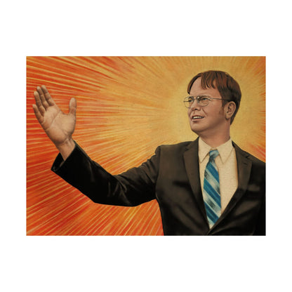 Dwight Chairman Mao Style Print (The Office/Dwight Schrute Poster Print with Vintage Print Effect)