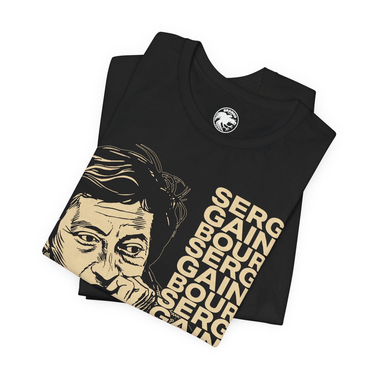 Serge Gainsbourg (Large Graphic with Vintage Effect/Initials B.B Illustration/Serge Gainsbourg Shirt)