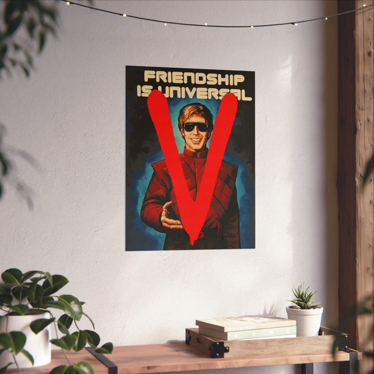 V: The Original Miniseries Replica Poster (Friendship is Universal/Visitors Propaganda Poster/1983)