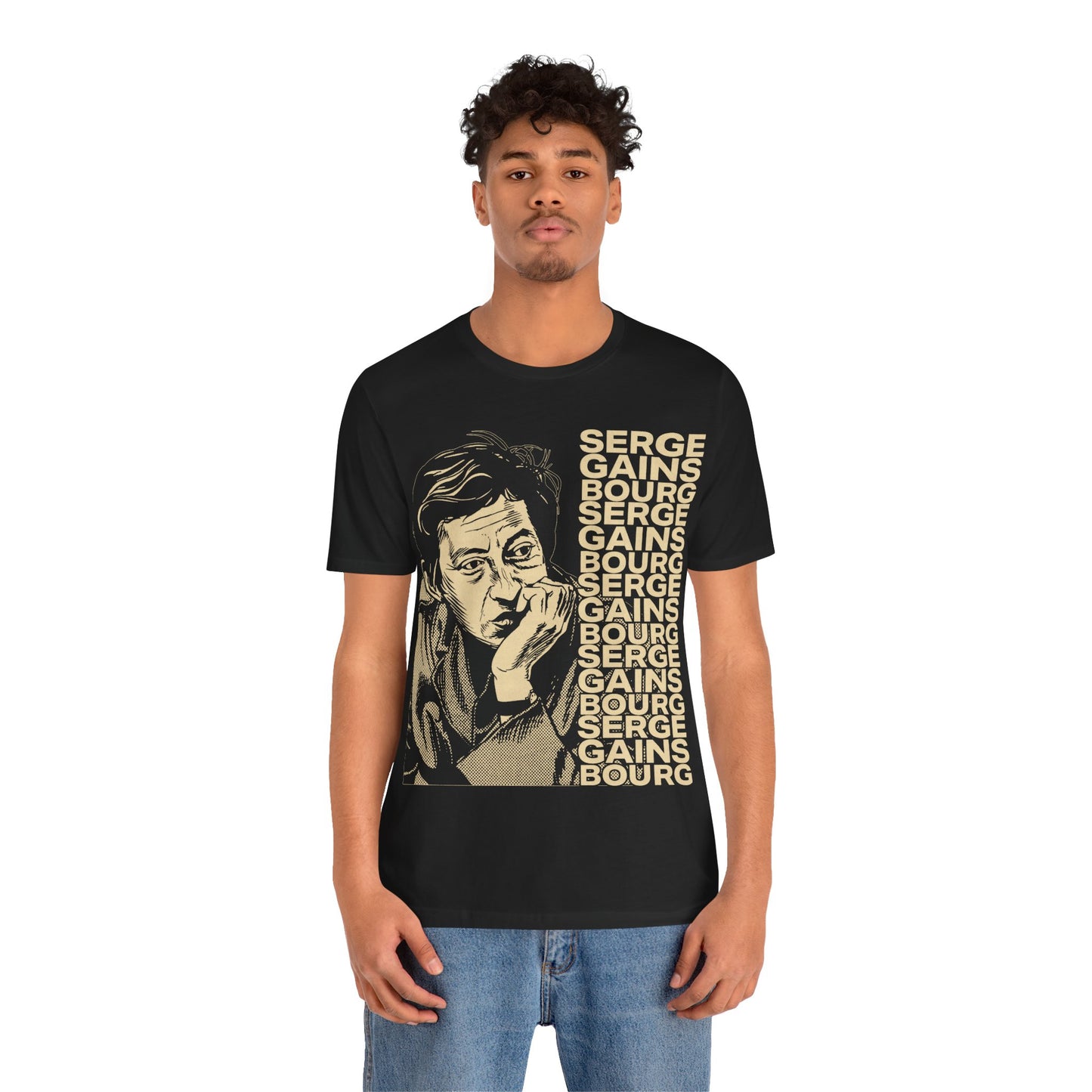 Serge Gainsbourg (Large Graphic with Vintage Effect/Initials B.B Illustration/Serge Gainsbourg Shirt)