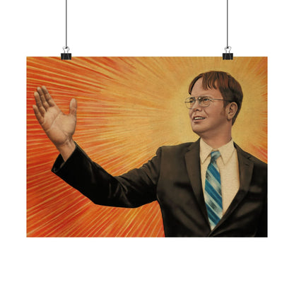 Dwight Chairman Mao Style Print (The Office/Dwight Schrute Poster Print with Vintage Print Effect)