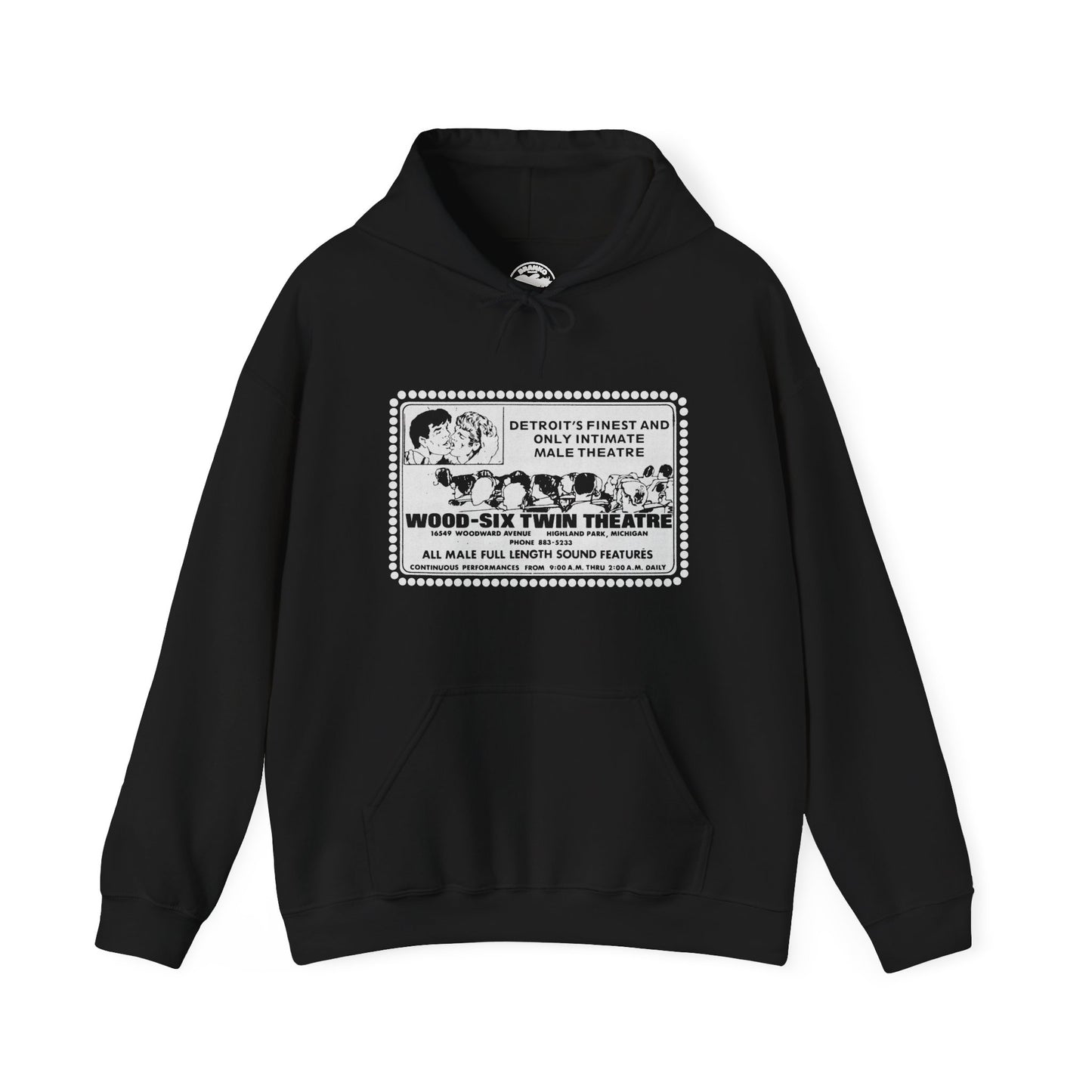 Wood–Six Twin Theater Hoodie (Detroit Gay Porno House/70's to 90's)