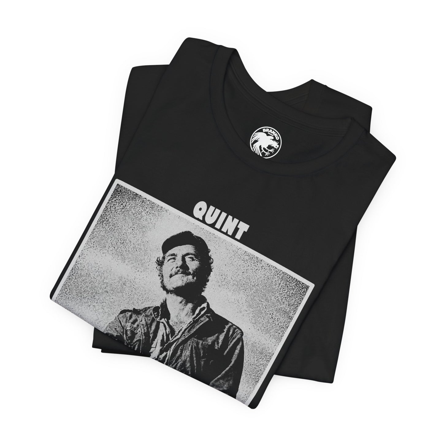 Quint (Robert Shaw Jaws Shirt/Graphic with Vintage Print Effect)