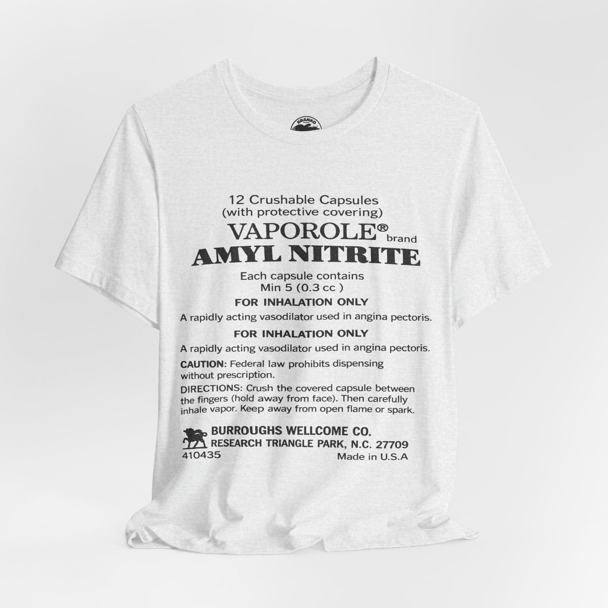 Vaporole Amyl Nitrite (Replica 70's Poppers Sub-Culture Tee/Gay Poppers)