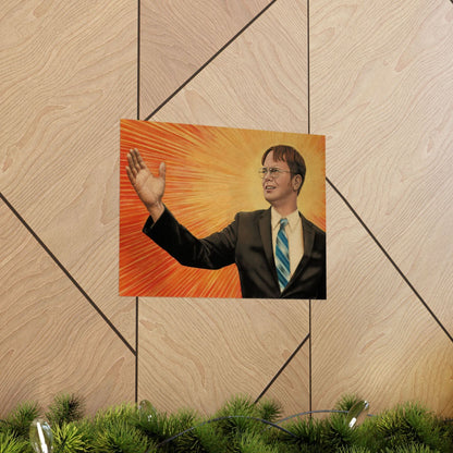 Dwight Chairman Mao Style Print (The Office/Dwight Schrute Poster Print with Vintage Print Effect)