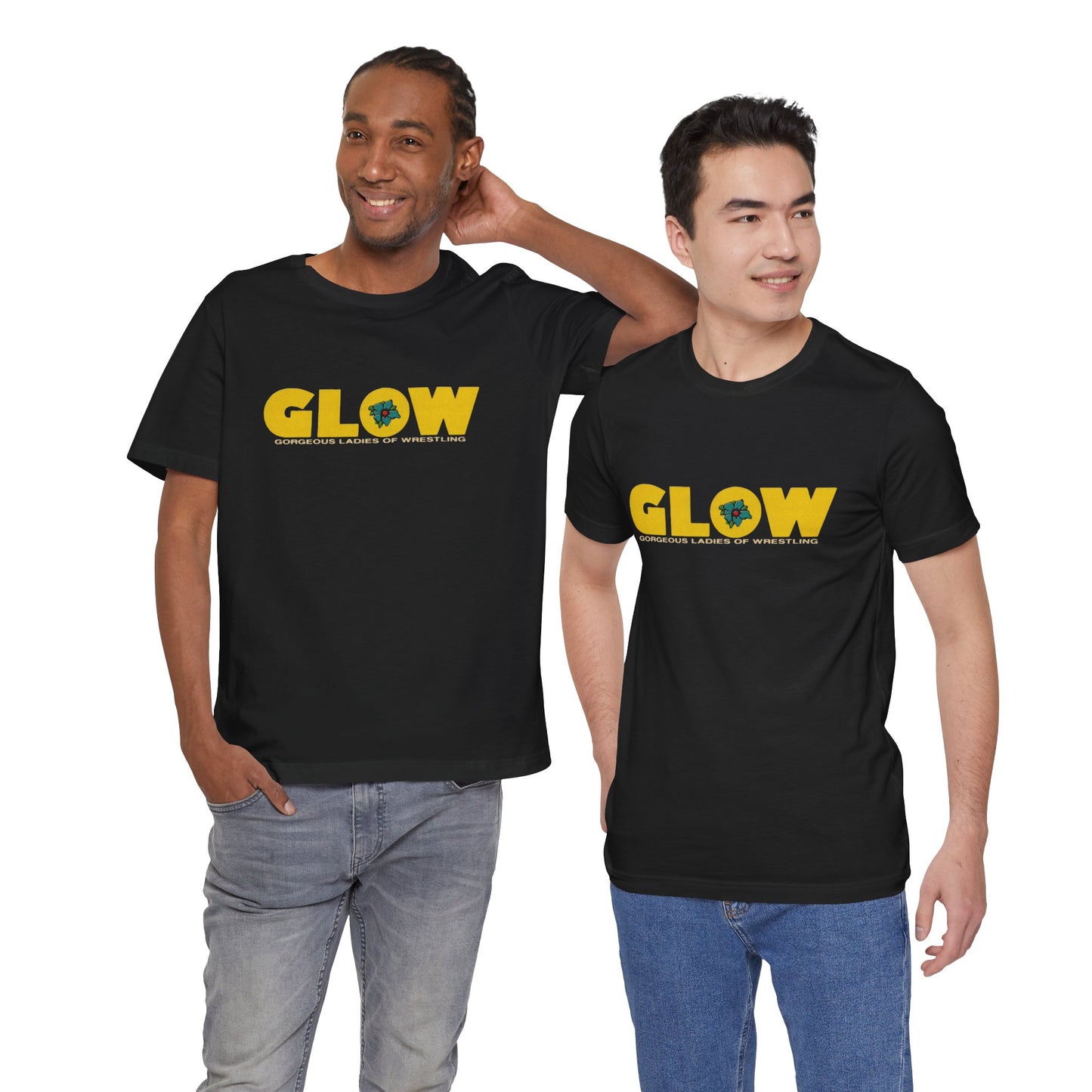 GLOW (Replica Gorgeous Ladies of Wrestling Shirt/Logo with Vintage Print Effect)