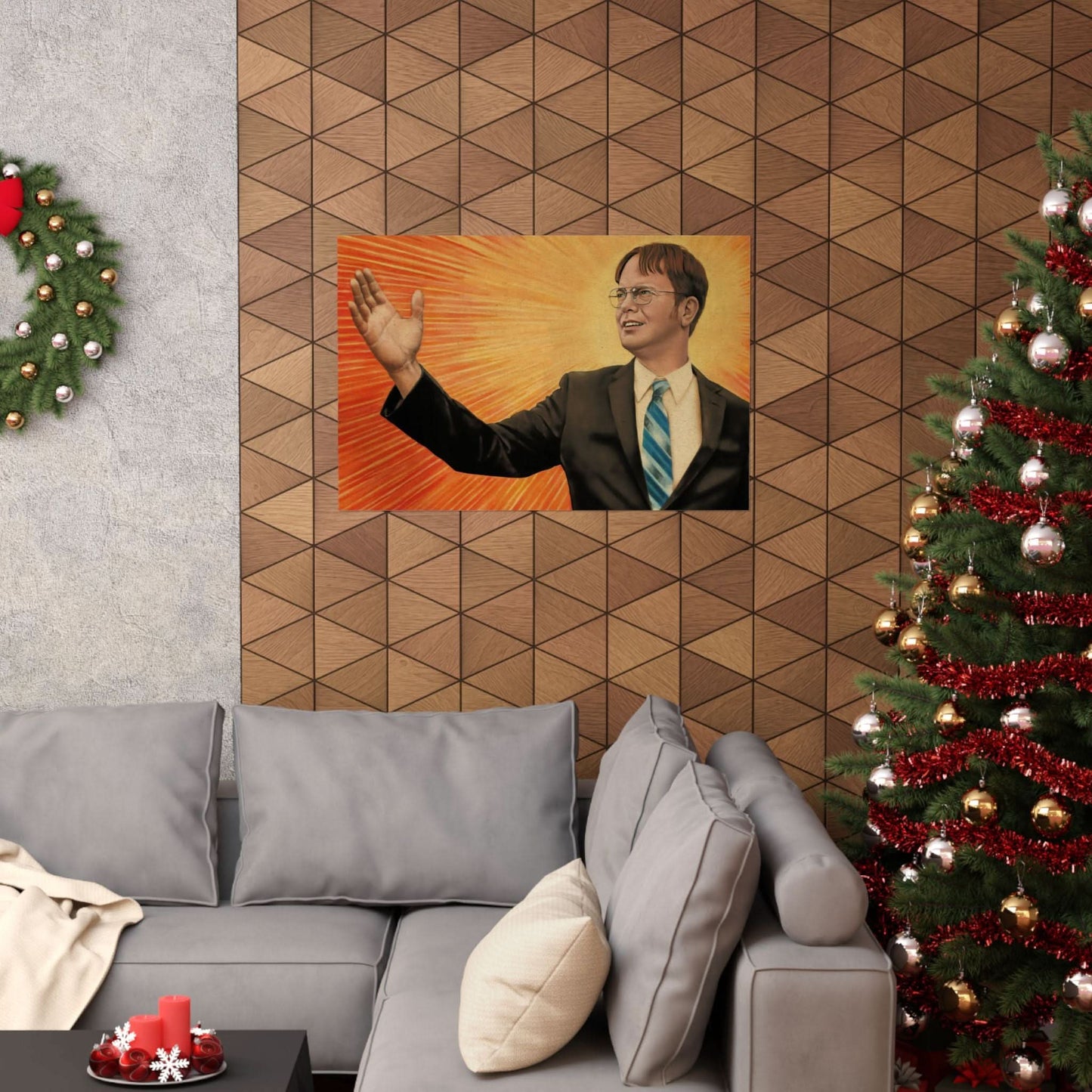 Dwight Chairman Mao Style Print (The Office/Dwight Schrute Poster Print with Vintage Print Effect)