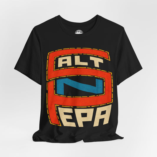 Salt-N-Pepa (Replica Promo T-Shirt/Late ’80s Early ’90s Hip Hop/Oversized Logo with Vintage Print Effect)