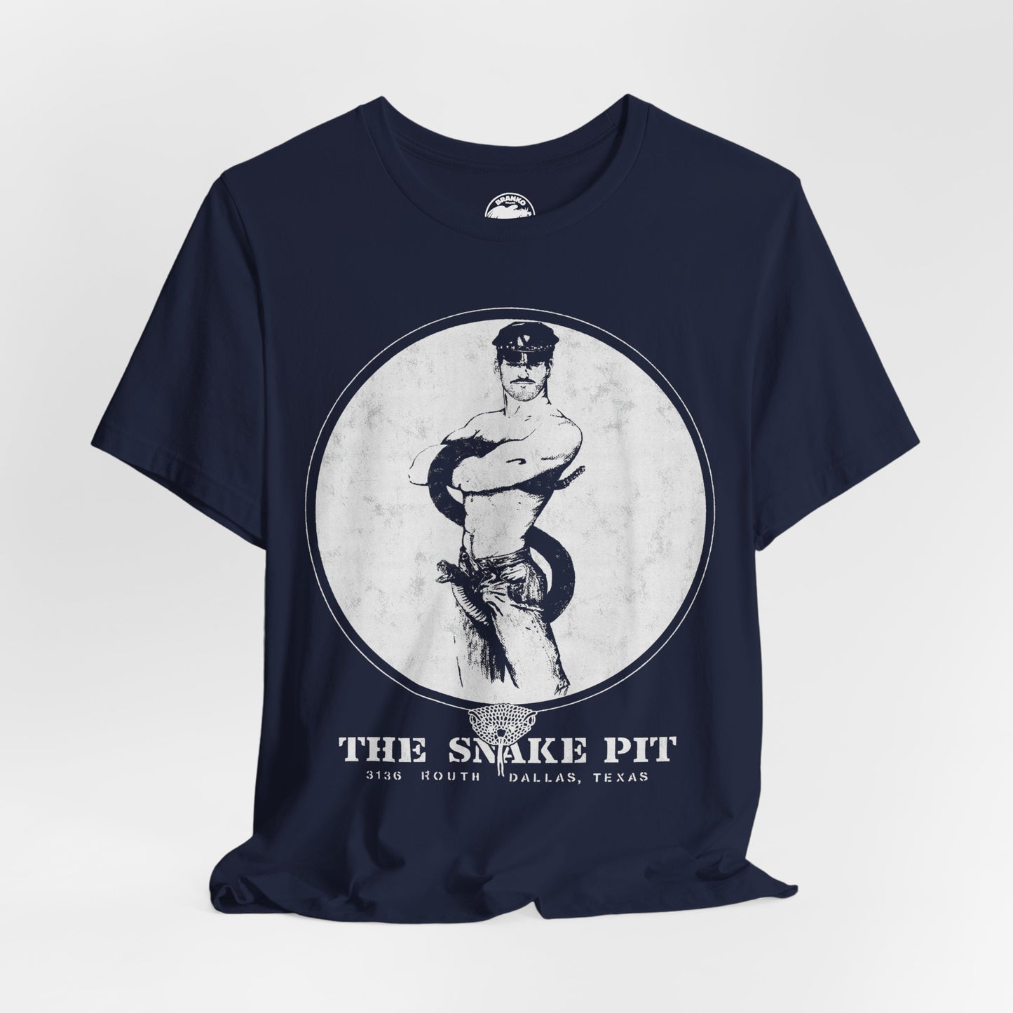 The Snake Pit (Dallas Gay Leather Bar/70's to 90's/Early 80's Logo with Vintage Print Effect)