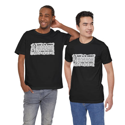 Gay J/O Orgy Phone Sex Ad (90's Gay Phone Sex Ad Graphic Tee/90's)